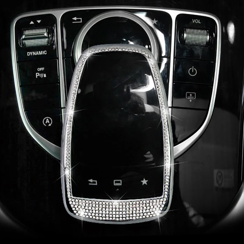 Autó Touchpad Gombjai Ellenőrző Egér Keret Dekoráció Borító Matrica a Mercedes Benz E C GLC Osztály W213 E200L W205 C200L C180L