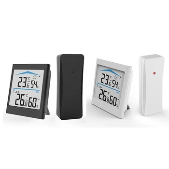 1 DB Digitális LCD Időjárás Állomás Trend Beltéri Kültéri Páratartalom Vezeték nélküli Távirányító Érzékelő Mozgás Hőmérő (Fekete)