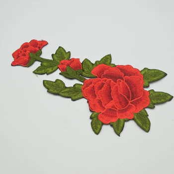 10db Hímzett Virág Applied Vasalót Varrni A Javítás Ruha piros kézműves varrás jó minőségű