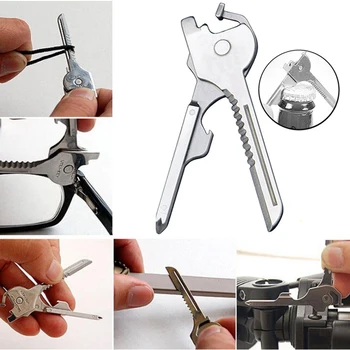 1db 6-in-1 Összecsukható Kulcstartó Összecsukható Kés, üvegnyitó Csavarhúzó Szerszám EDC Rozsdamentes Acél Vágott Papír Tartozékok
