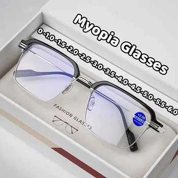 2024 Stílusos Fél Keret Rövidlátás Szemüveg Fém Trend Divat Anti-kék Fény Közelében Látás Szemüveg Nők Rövid-látó Szemüveg