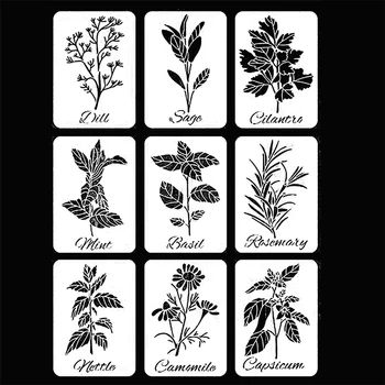 9Pcs/Set Virág, Növény Ág DIY Rétegződés Stencil Festmény Scrapbooking Bélyegzés Dombornyomás Album Papír Kártya Sablon Kellékek