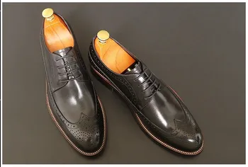 Bullock férfi cipő Anglia faragott férfiak dolga ruha alkalmi cipő bőr retro, barokk bőr esküvői cipők Ingyenes Szállítás