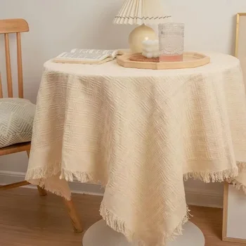 Bézs retro kötött hosszú tea asztal, étkező asztal borító, kanapé, egyszerű, high-end szülinapi dekoráció RBDAN153