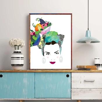 Carmen Miranda Portré Nyomtatás Trópusi Gyümölcs Illusztráció Absztrakt Művészet Plakát Pop Kultúra Fali Kép Dekoráció Vászon Festmény