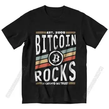 Férfi Retro Bitcoin Póló Pamut Tshirts Klassz Póló Tervező Crypto bízunk benne, Rock Póló Maximum Plus Size Ruházat