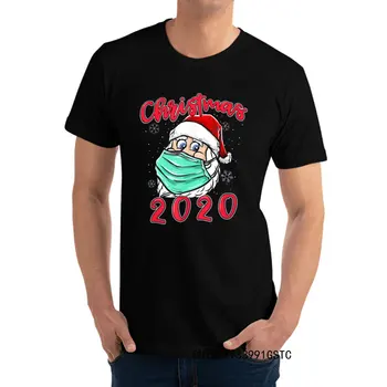 Karácsonyi Mikulás Visel Maszkot Tshirts Alkalmi újév NAPJÁN Prémium Pamut Legénység Nyak Férfi Felsők Pólók Camisas Uralkodó 3D-s póló