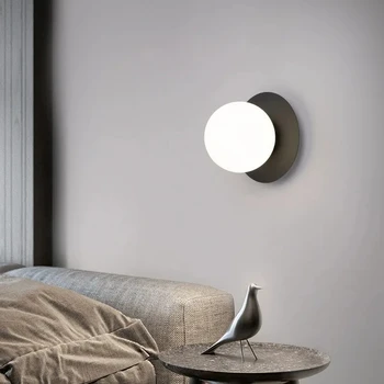 Kerek labda fali lámpa tervező minimalista krém stílusú nappali háttér fali lámpa háló gömb gömb alakú éjjeli lámpa