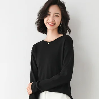 MRMT 2023 Új Női Tavaszi Őszi póló, Kényelmes Kerek Nyak koreai Laza Pulóver Sokoldalú Aljú póló Női
