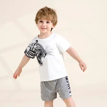 Nyáron a Gyerekek Boys2Pcs Meghatározott Divatos Fiúk Nyomtatott Ujjatlan póló, Rövidnadrág Fiúk Készlet