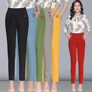 S-6XLkorean Új a Plus Size Női Nadrág a Divat egyszínű Sovány, magas derék rugalmas Nadrág Fit Lady Ceruza Nadrág ruha