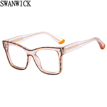 Swanwick, hatósági kék fény blokkoló szemüveg nők tiszta lencse négyzet napszemüveg optikai átlátszó színes CP-acetát női