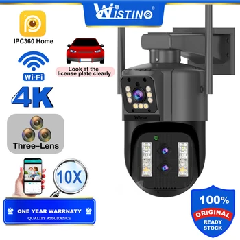 Wistino FHD 4K-s 8 MEGAPIXELES KAMERÁK WIFI IP Kamera Kültéri, Vízálló PTZ Három Objektív Kettős Képernyő 10X Optikai Zoom mozgásérzékelés Színes