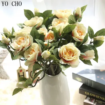 YO CHO 3PCS Magas Minőségű Mesterséges Virágokat Selyem Hamis Gardénia Virág Otthon Kert Irodai Asztal Dekoráció DIY Ajándék Hamis Virágok