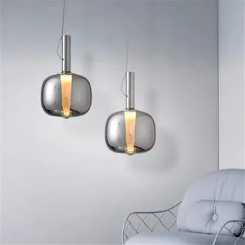 Északi ezüst medál lámpa art deco Üveg Lámpa Luxus Nappali, Hálószoba Személyiség Kreatív LED étkezési égők