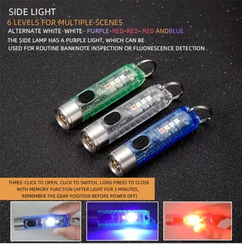 Új Mini Kulcstartó LED Zseblámpa Vízálló Mágneses Figyelmeztetés Kemping fáklyás 5 Világítási Módok Munka Kemping Lámpa Kültéri