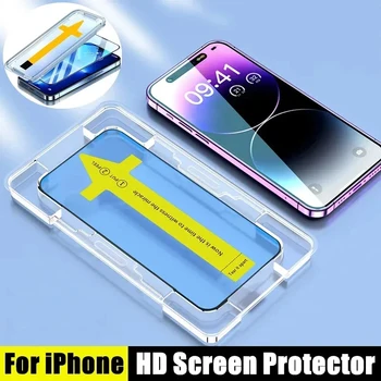 Új, Teljes Borító Edzett Üveg iPhone 14 13 12 11 15 Pro Max Szállít Mount Aids képernyővédő fólia iPhone 15 Pro MAX Üveg